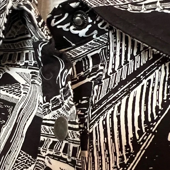 Vintage Spiegel Black and White Architectural Print Shirt Dress - Picture 5 of 5
